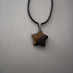 Star Pendant Necklace with Black Cord